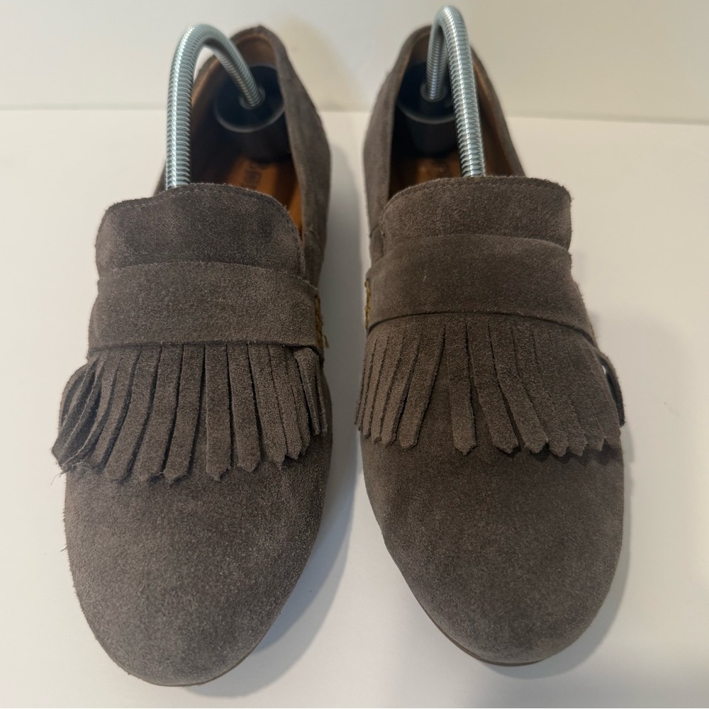 Born Taupe Suede McGee Slip-on Fringe Kiltie Loafers Moccasin Size 8 EUC